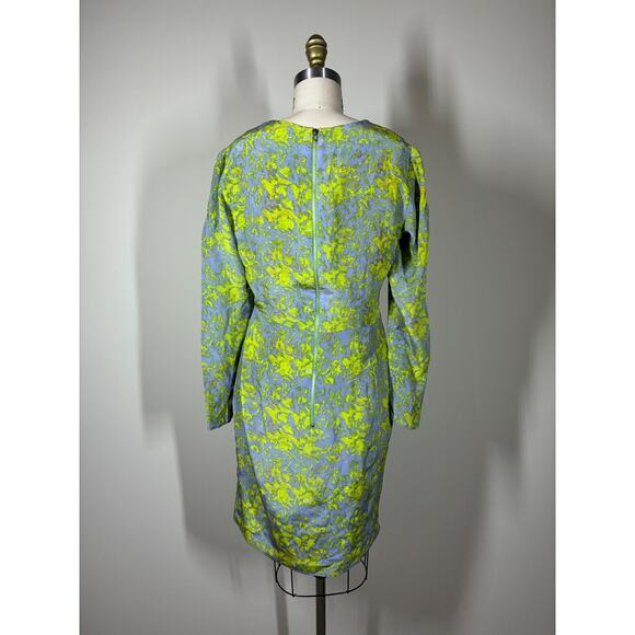 Hunter Dixon Silk Shift Dress 6 Long Sleeve Gray Colorful Gathered Draped - Picture 8 of 16